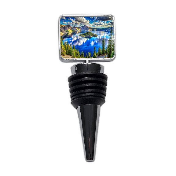 Crater Lake National Park Oregon Watercolor Style Wine Bottle Stopper Cap Plug