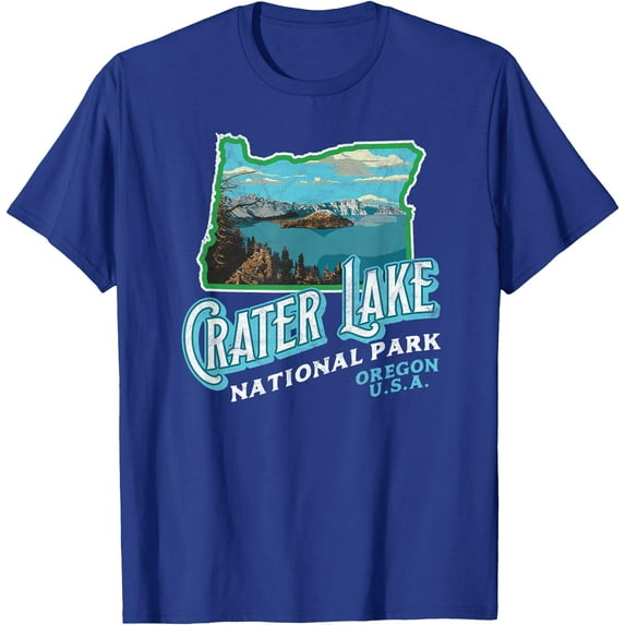 Crater Lake National Park Vintage Oregon Retro Unisex T-Shirt for Men Women Kids Toddler,Royal Blue Color,Size YM