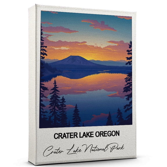 Crater Lake Oregon Travel Art Canvas – Modern Wall Art Inspired by Crater Lake National Park Canvas – Great Gift for Travel Lovers – Ready to Hang