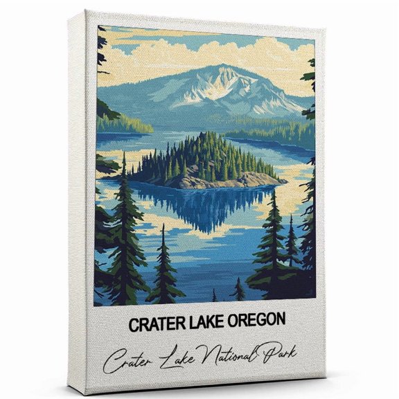 Crater Lake Oregon Travel Wall Decor  Scenic Travel Canvas Print of Crater Lake National Park Canvas  Beautiful Gift for Home, Office, or Living Space