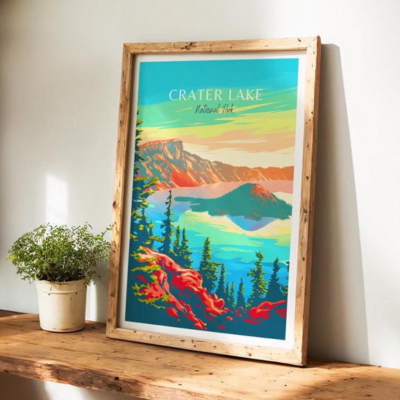 Crater Lake Poster National Park Wall Art A Lasting Travel Memory Art Print Usa Print
