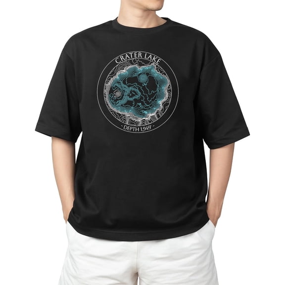 Crater Lake Topo Map T-Shirt Everyday Drip S-4XL