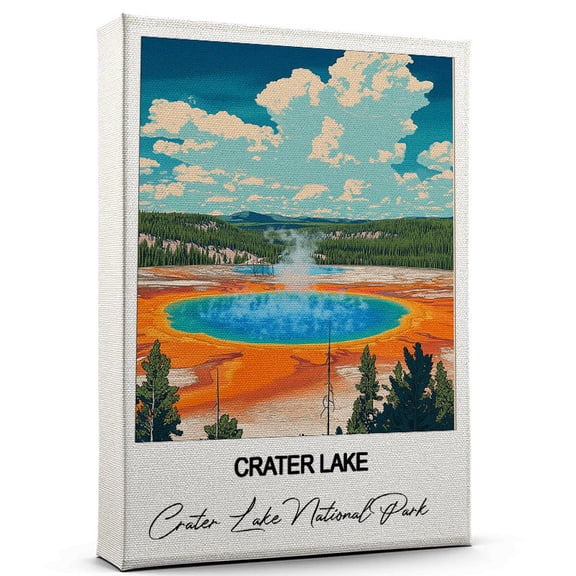 Crater Lake Travel Canvas Wall Art – Beautiful Travel Decor for Bedroom, Office Crater Lake National Park Canvas Print – Serene and Scenic Wall Decor Gift for Travel Lovers
