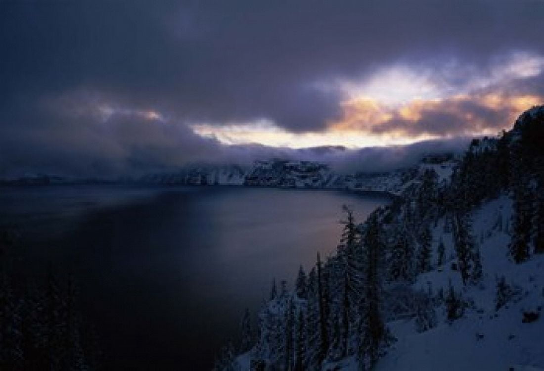 Crater Lake at sunrise South Rim Crater Lake National Park Oregon USA Canvas Art - Panoramic Images (36 x 25)
