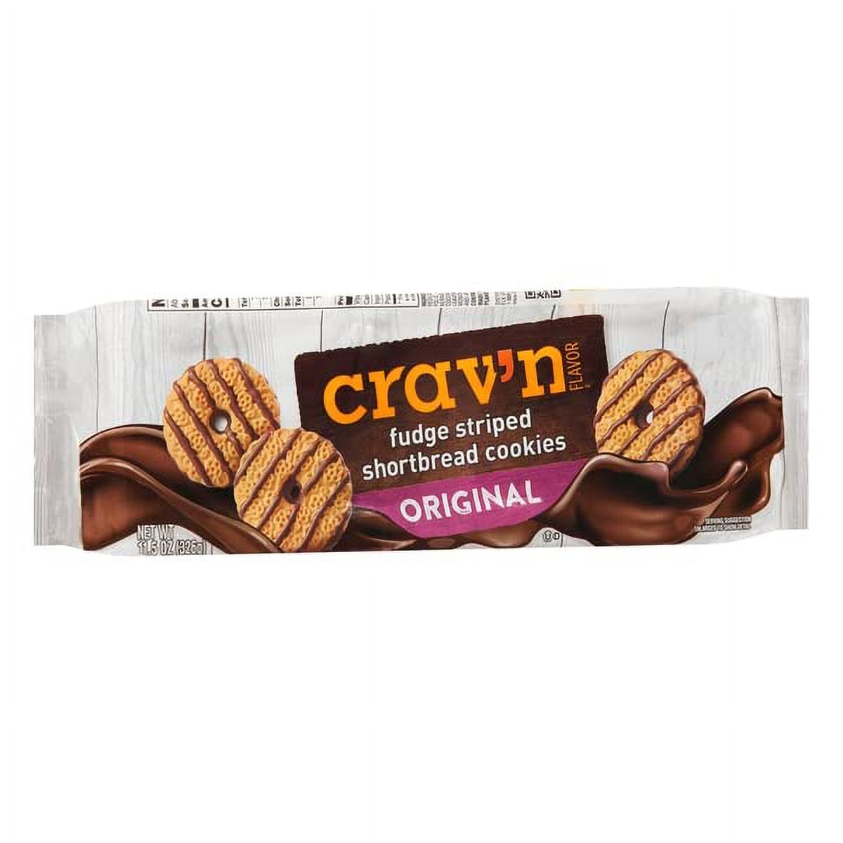 Crav'n Flavor, Shortbread Cookies, Fudge Striped, Original (Pack of 4)