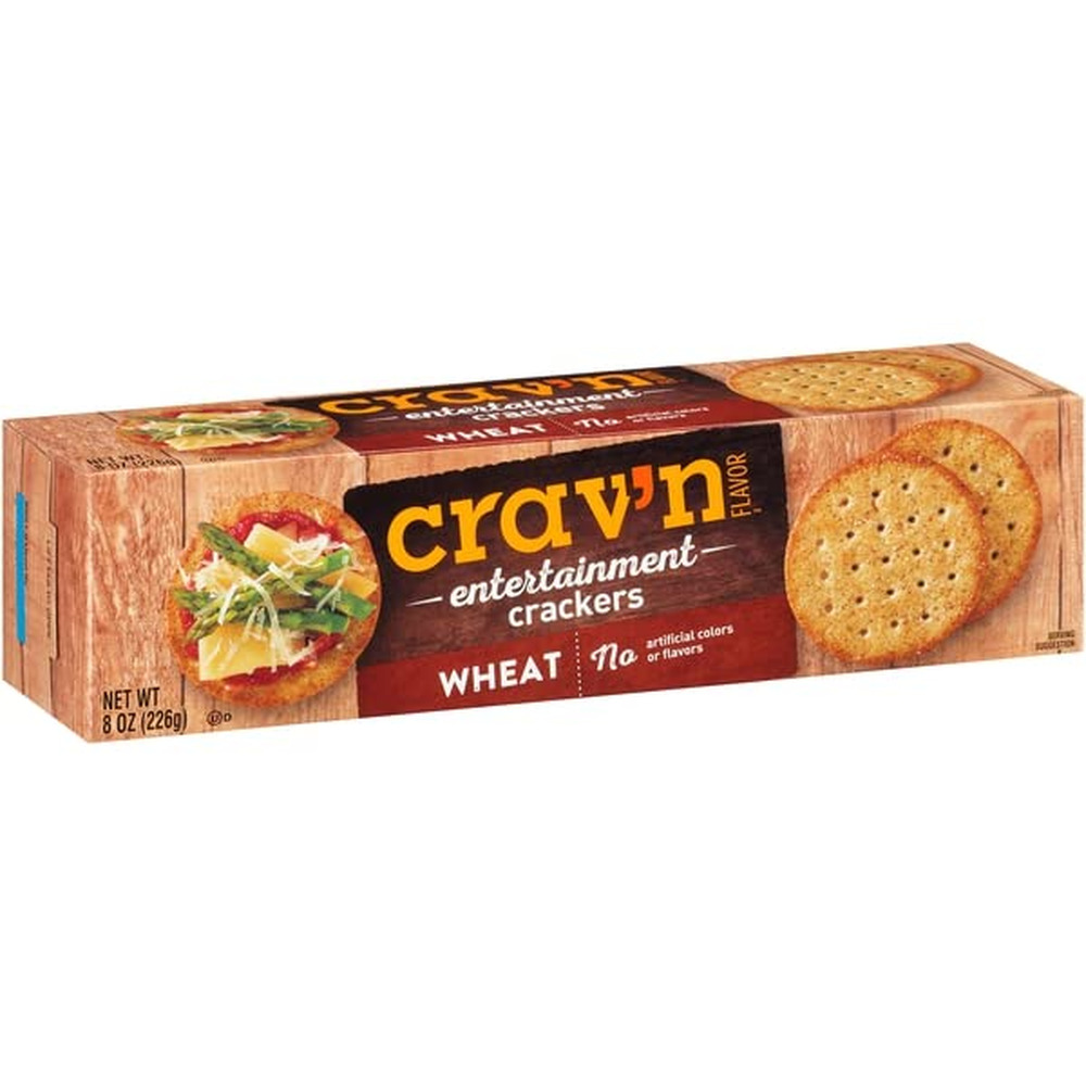 Crav'n Flavor, Wheat Entertainment Crackers, 8 Ounce (Pack of 14