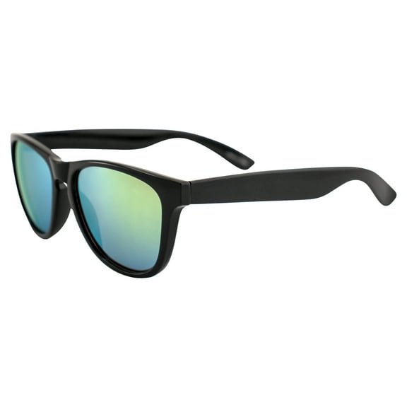 Crave Bandit Sunglasses Men Women Modern Style Retro Round Black Frame w/ Green Mirror Lens