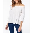 thumbnail image 1 of Crave Fame By Almost Famous Juniors Off The Shoulder Tiered Top White M, 1 of 1