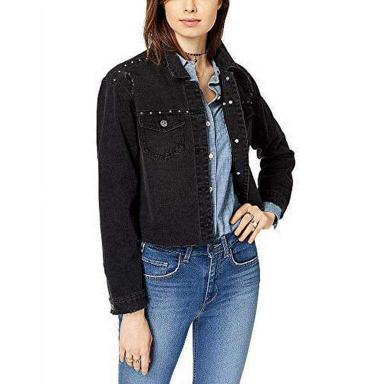 Black denim top jacket juniors