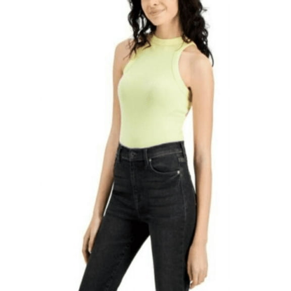 Crave Fame Juniors' Sleeveless Racerback Ribbed Knit Tank Top Yellow S, $16 NWT