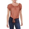 thumbnail image 1 of Crave Fame Womens Juniors Off-The-Shoulder Heathered Top Orange L, 1 of 1