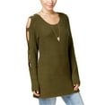 thumbnail image 1 of Crave Fame by Almost Famous Juniors' Ladder-Sleeve Sweater (Soft Olive, Small), 1 of 1
