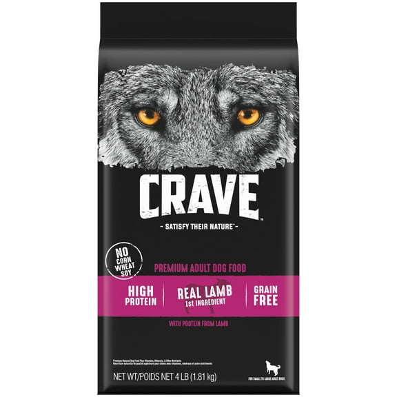Crave Grain Free Adult Dry Dog Food With Protein From Lamb, 4 Lb. Bag