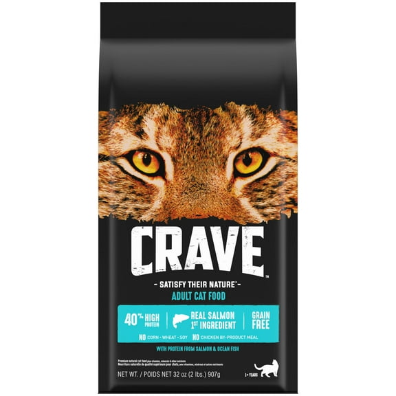 Crave Grain Free High Protein Natural Dry Cat Food With Protein From Salmon & Ocean Fish, 2 Lb. Bag