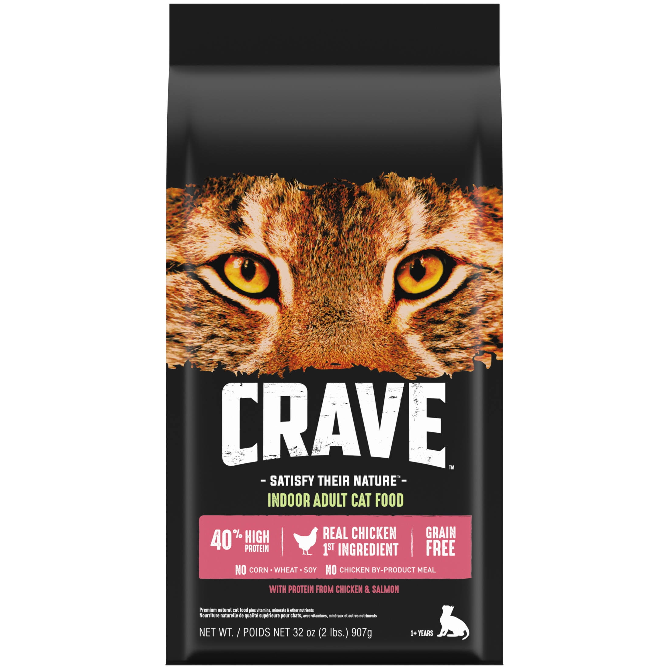 Crave Grain Free Indoor Natural Dry Cat Food With High Protein From Chicken & Salmon, 2 Lb. Bag