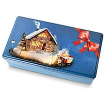 Crave Island Rectangle Christmas Cookie Tin with Santa Design Top Class Lid Blue Storage-Container