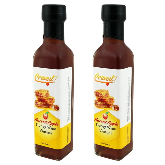 Crave It Harvest Apple Honey Wine Vinegar - Make tasteful dressings, marinades, and glazes! 8.5 fl oz / 2 Pack