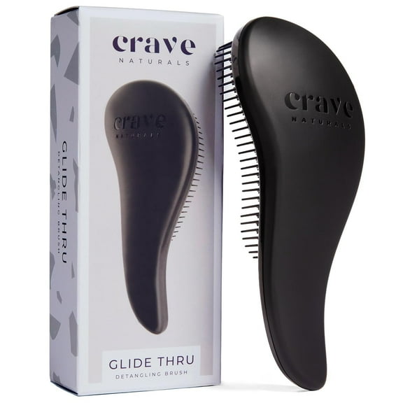 Crave Naturals BIGGIE Glide Thru Detangling Brush - Detangler Hairbrush & Comb for Curly, Natural, Straight, Wet or Dry Hair (BLACK)