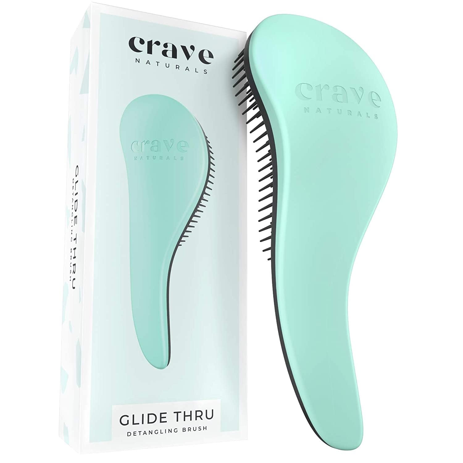 Crave Naturals BIGGIE Glide Thru Detangling Brush - Detangler Hairbrush for Wet or Dry, Curly or Straight Hair - Gentle on Tangles, Ideal Hair Brush and Comb for Adults and Kids - 8.4x3.4-Inch (Mint)