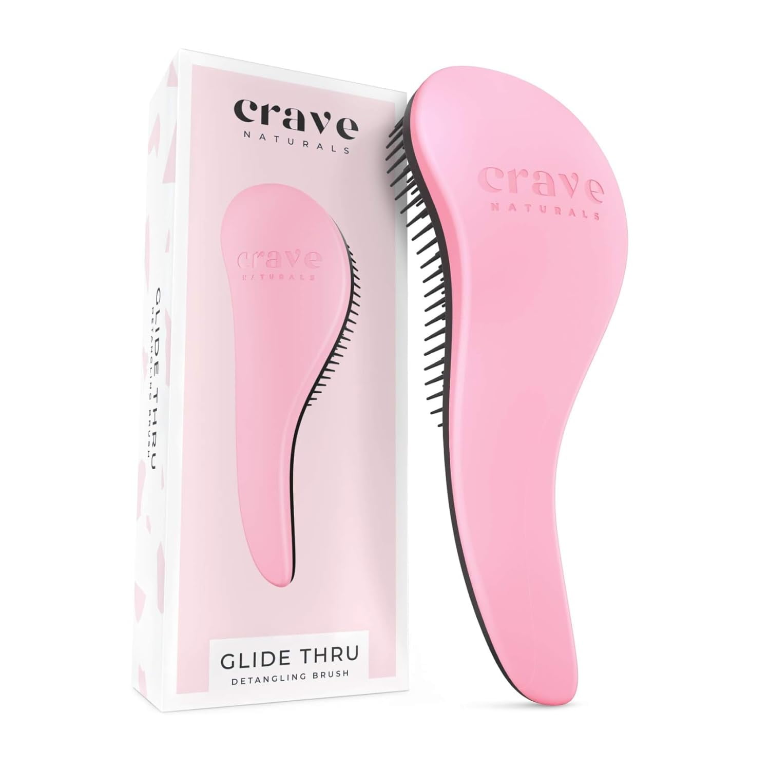 Crave Naturals Glide Thru Detangling Brush for Natural, Curly, Straight, Wet or Dry Hair - Gentle Detangler Brush Styling Tool for Adults, Kids, Toddlers and Little Girls - 7.5 x 3 in, Pink