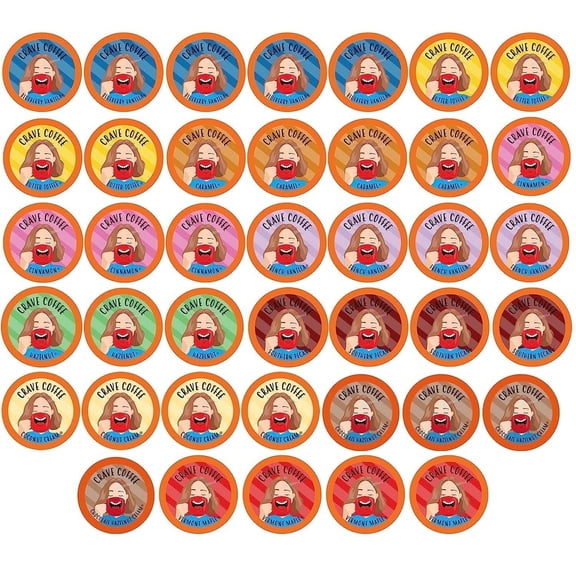 Crave Beverages Flavored Coffee Pods Sampler, Compatible with 2.0 K-Cup Brewers, Assorted Variety Pack, 40 Count (Pack of 1)