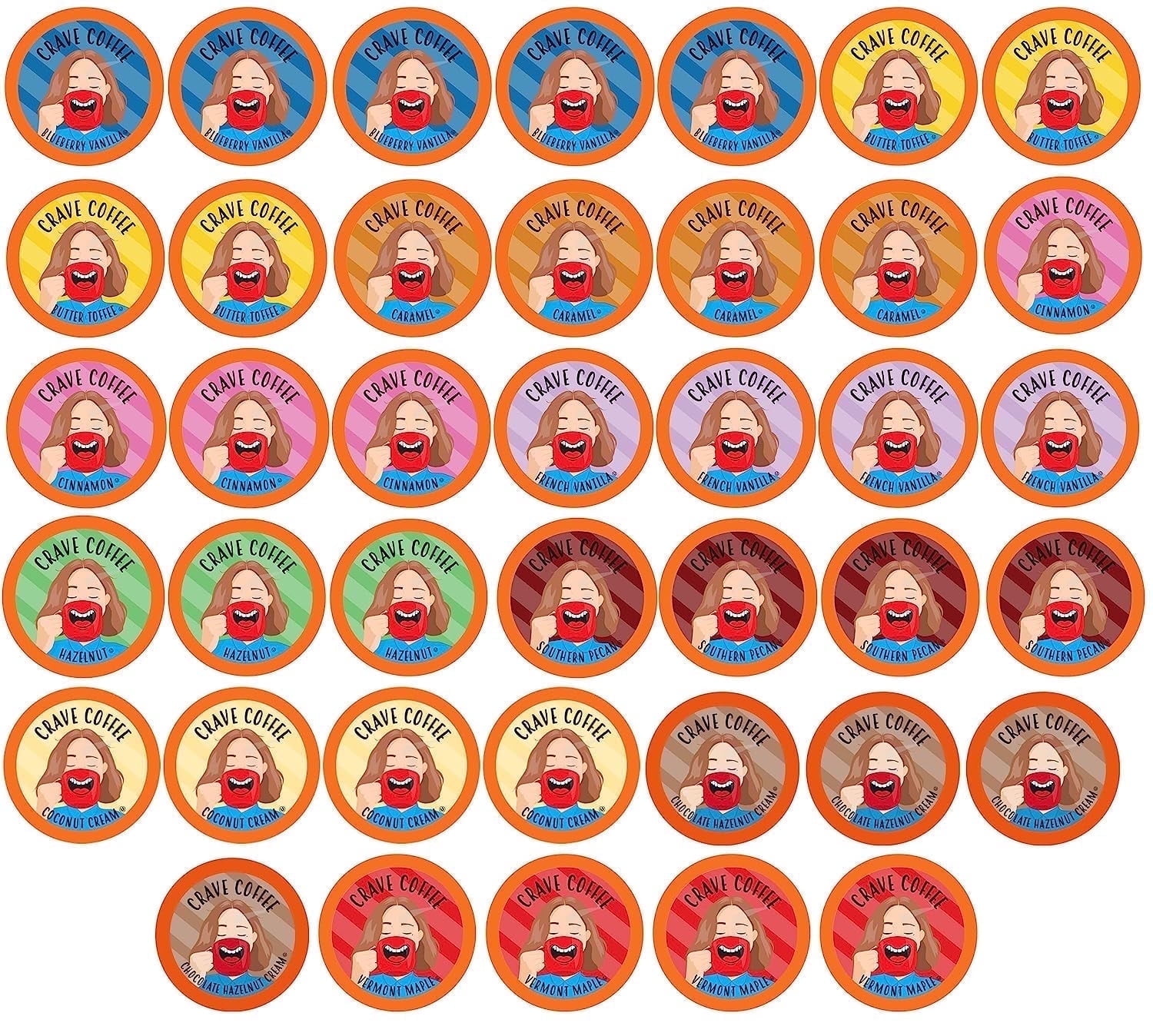 Crave Coffee Flavored Coffee Variety Pack, Compatible with 2.0 K-Cup Brewers, 40 Count