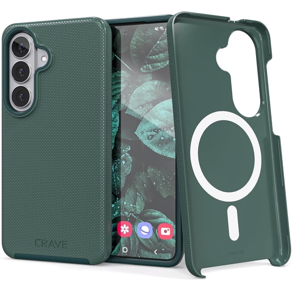 Crave for Samsung Galaxy S26 Case, Compatible with MagSafe Shockproof Protection Dual Layer Case (6.3 inch) - Forest Green