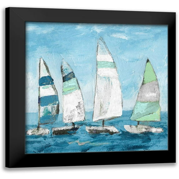 Craven, Katrina 15x15 Black Modern Framed Museum Art Print Titled - Seaglass Sails II