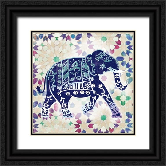 Craven, Katrina 15x15 Black Ornate Wood Framed with Double Matting Museum Art Print Titled - Painted Elephant I