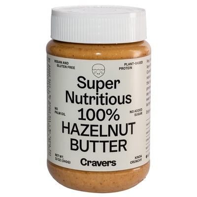 Cravers 100% Hazelnut Butter with No Added Sugar, Sugar-Free Hazelnut Spread (12oz) - 1 Jar