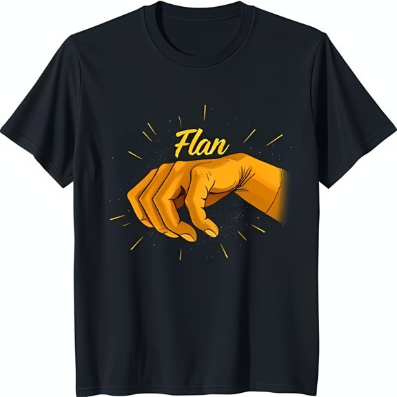 Craving Flan Graphic Black T-Shirt with Yellow Hand Design Sweet Dessert Vibes