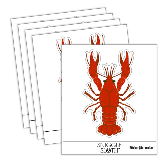 Crawdad Crayfish Mudbug Crustacean Car Window Bumper Water Bottle Phone Tablet Laptop Waterproof Vinyl Decal Sticker Set 5-Pack - Gloss Finish - 4.0"
