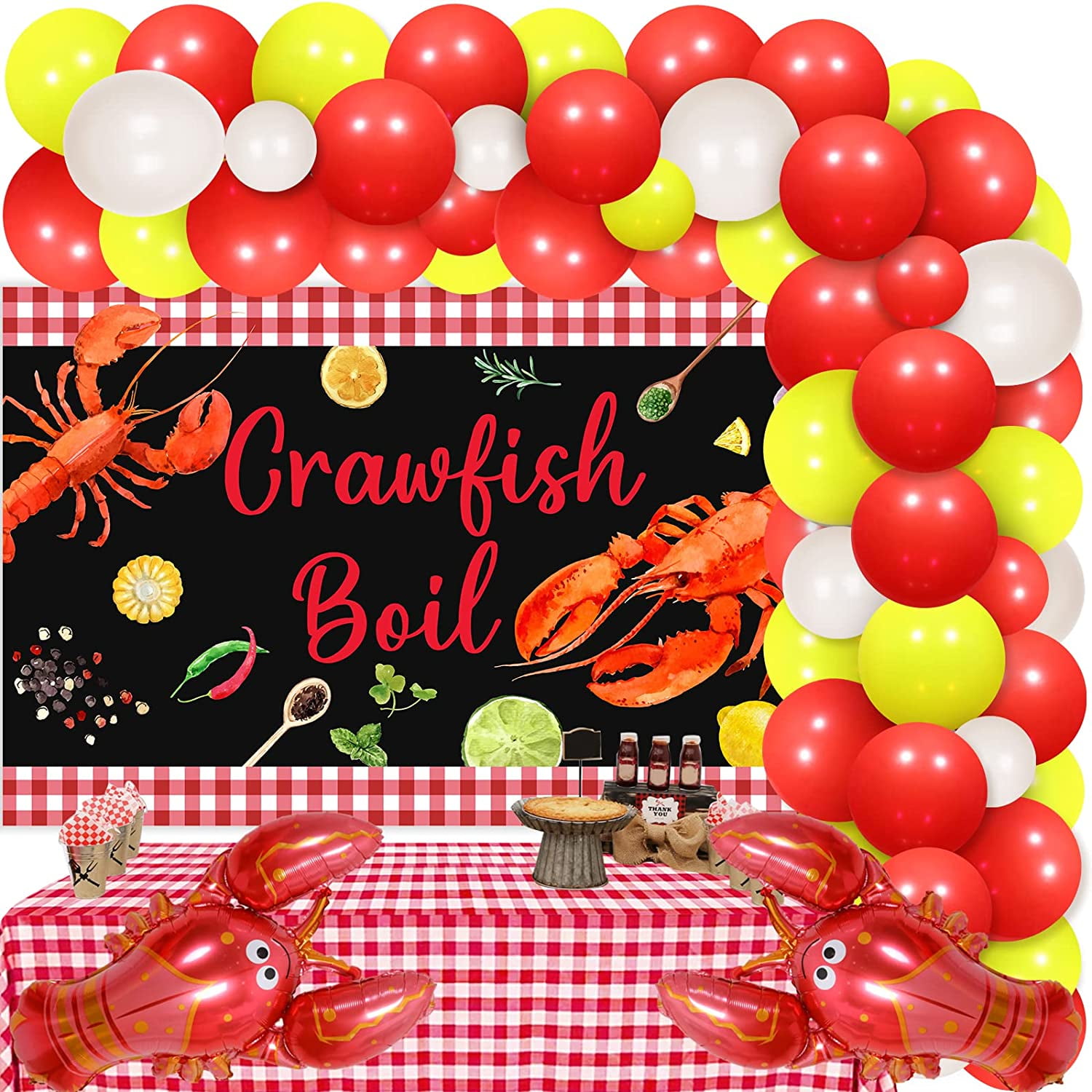 Crawfish Birthday Decorations for Women Men, Crawfish Boil Balloon
