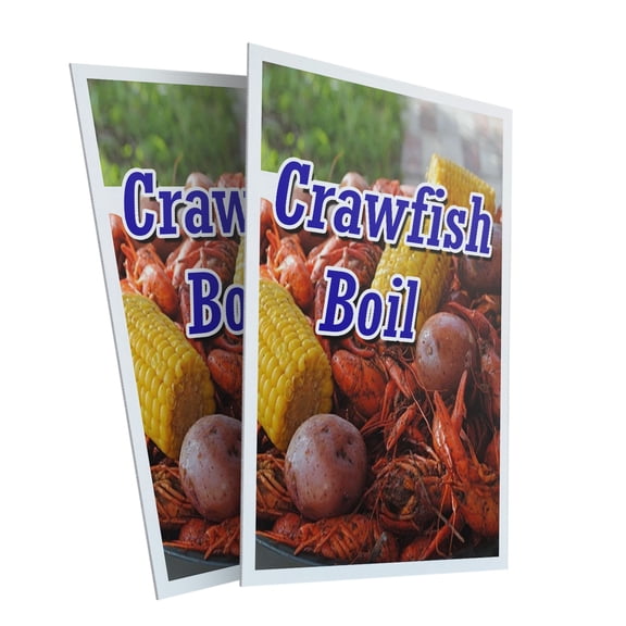 Crawfish Boil (2-PACK) 24" x 36" Plastic Signs | Sign Insert 4mm Corrugated Plastic Signs Storefront Window Poster