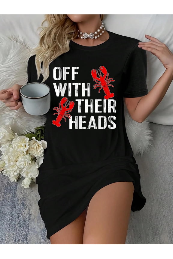Crawfish Boil Funny Crayfish Off With Their Heads Crawfish T-Shirt Dress Casual Summer Dress Everyday Outfit