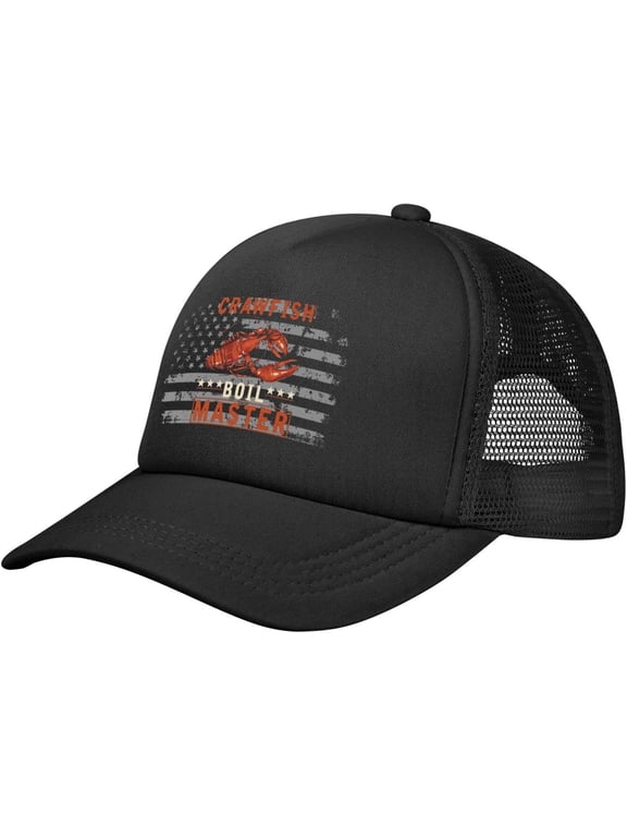 Crawfish Boil Master Baseball Cap Adjustable Casual Mesh Hats Duck Tongue Hat for Men Women65 Black