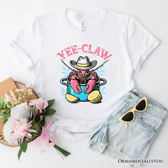 Crawfish Yee-Claw Western Cowboy T-Shirt, Summer Boil Season Tee for Fisherman