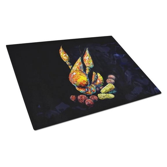 Crawfish Boiling Pot Glass Cutting Board 12 in x 15 in
