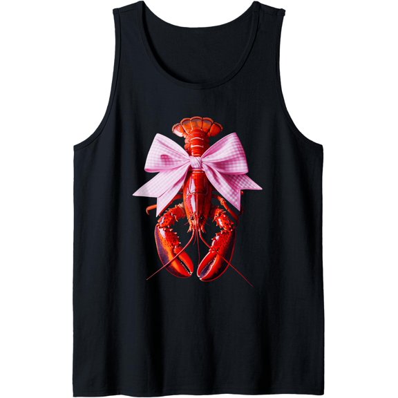 Crawfish Coquette Pink Bow Tank Top Size S-3XL