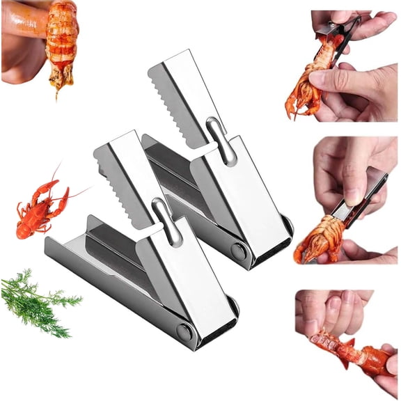 Crawfish Peeler Tool, 2026 New Stainless Steel Crawfish Sheller Tool for Peeling Shrimp Tails Crayfish Shelling Device Shrimp Peeler, Shell Removal Tool for Seafood Kitchen Restaurant (2)
