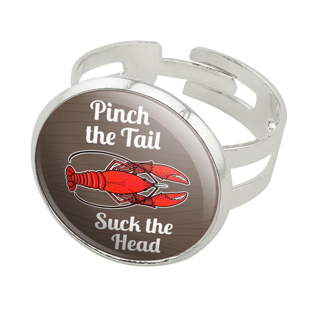 Crayfish Rings Crawfish Pinch the Tail Suck the Head Crayfish Louisiana Saying Silver ...
