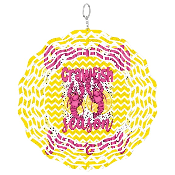 Crawfish Season Boil Party 3D Wind Spinner, UV Printed Tinplate Hanging Ornament, Outdoor Cooking Decor, Kitchen