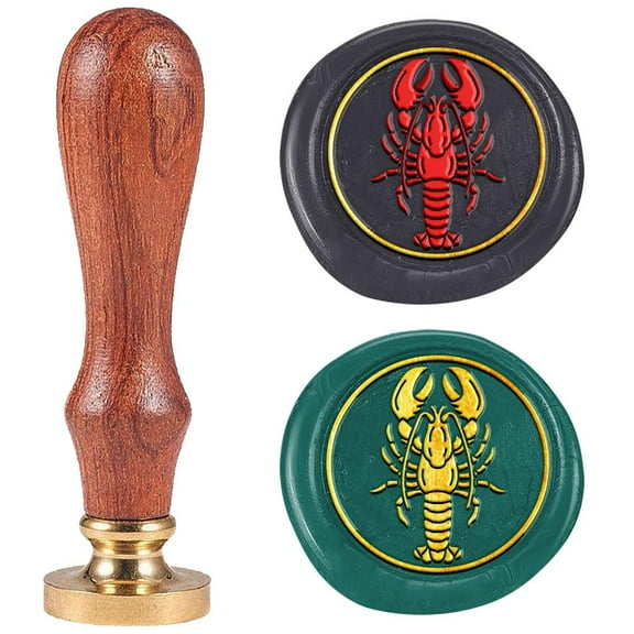 Crawfish Wax Seal Stamp Embossed Stamp Sealing Removable 1" Sea Animals Novelty Brass Wax Seal Stamp Head Shrimp Sealing Wax for Invitations Envelopes Gift Packing Craft Adhesive Waxing diy