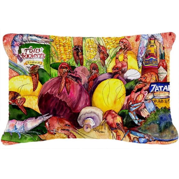 Crawfish With Spices And Corn Canvas Fabric Decorative Pillow