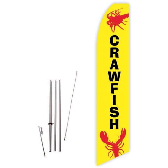 Crawfish Yellow Super Novo Feather Flag - Complete with 15ft Pole Set and Ground Spike