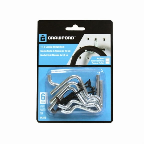 Crawford 14215 Silver Peg Hook For 1/4 In. Pegboard 6 L X 6 H X 4-1/2 W In.