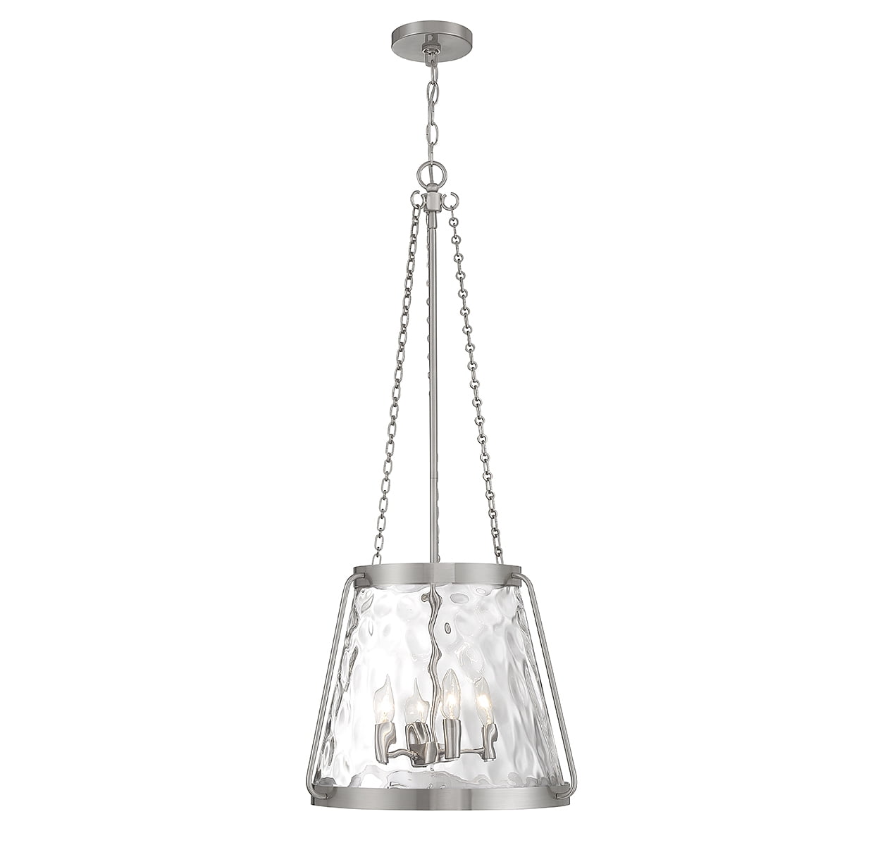 Crawford Satin Nickel 4-Light Pendant with Clear Glass Shade