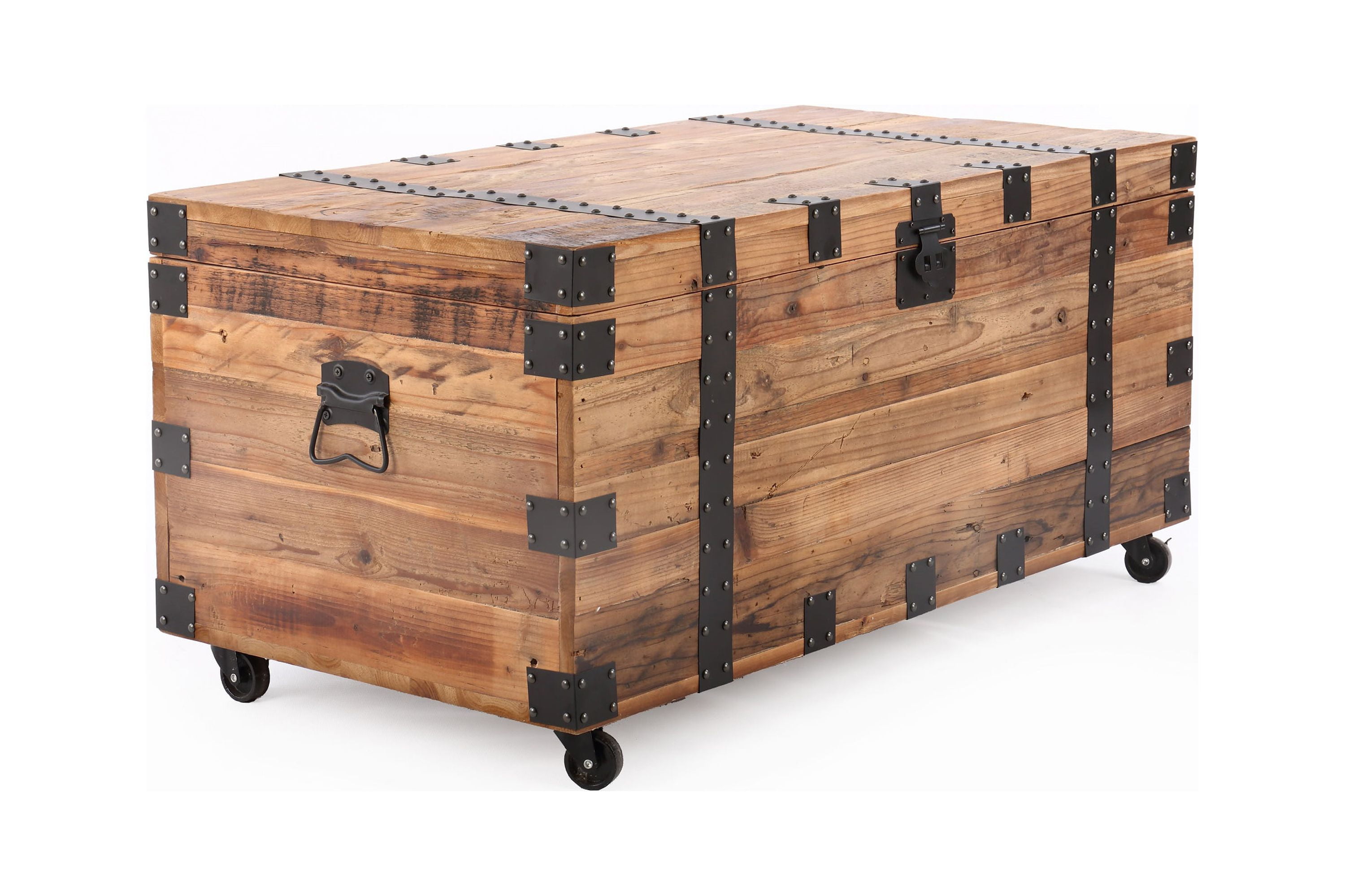 Crawford & Burke Raymond Wood Trunk Table with Wheels, Brown