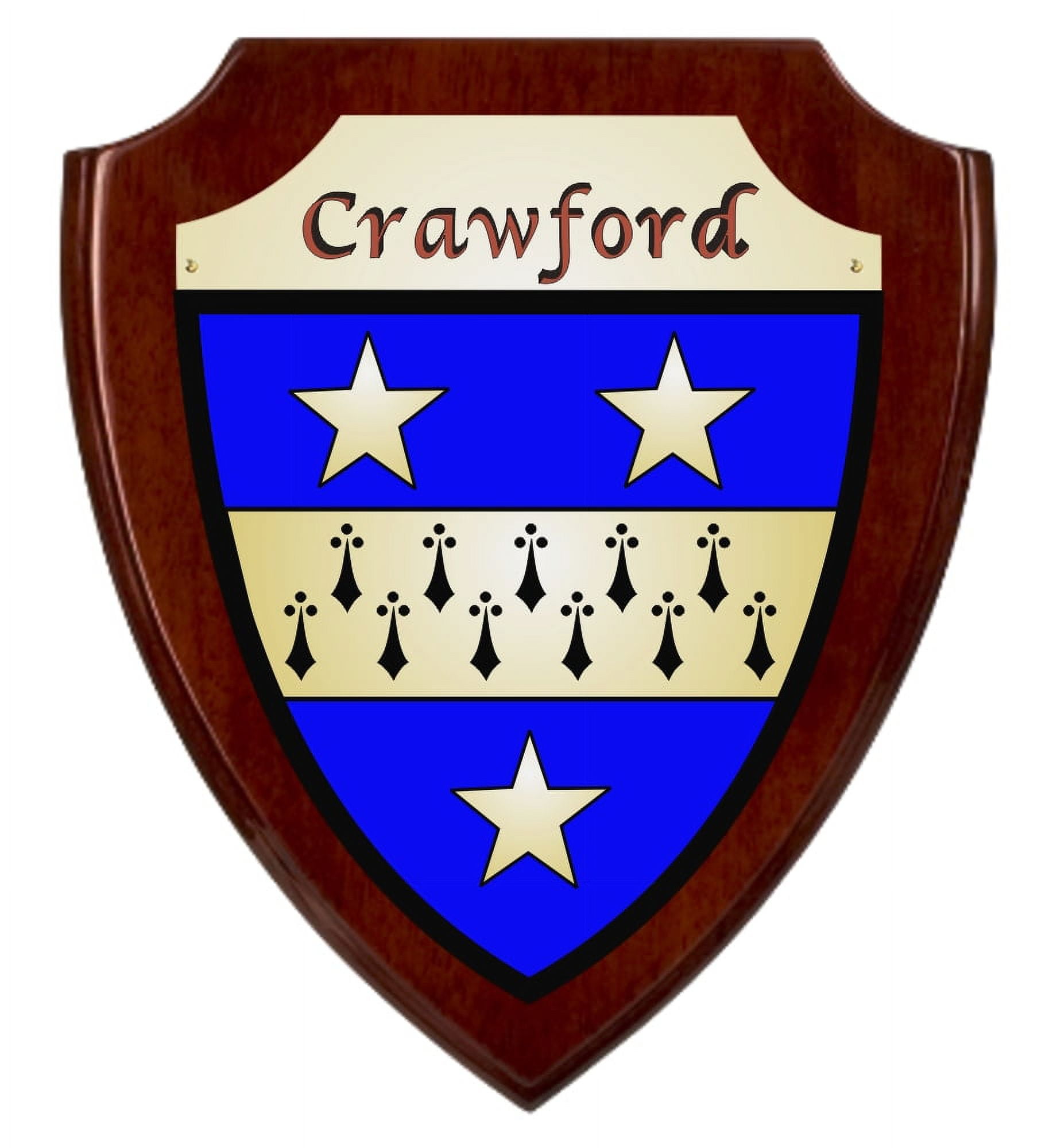 Crawford Irish Coat of Arms Shield Plaque - Rosewood Finish