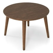 Crawford Mid Century Modern Style Solid Wood Walnut Round 43" Dining Table